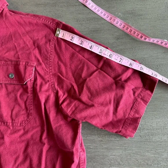 Wrangler Maroon Red Short Sleeve Button Down Shirt M - Picture 9 of 10